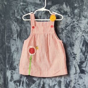 Striped Pink and White Toddler Dress with Flower Patch